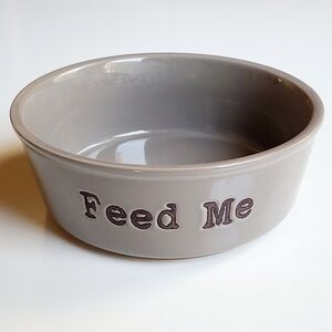 Ceramic Pottery Dog Food Bowl Gray Neutral Decor Cottagecore 7 Inch